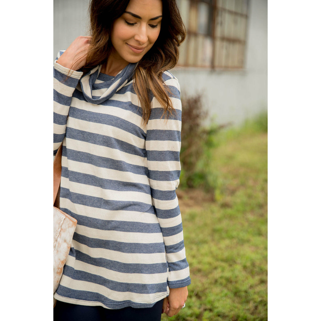 Striped Cowl Neck - Betsey's Boutique Shop