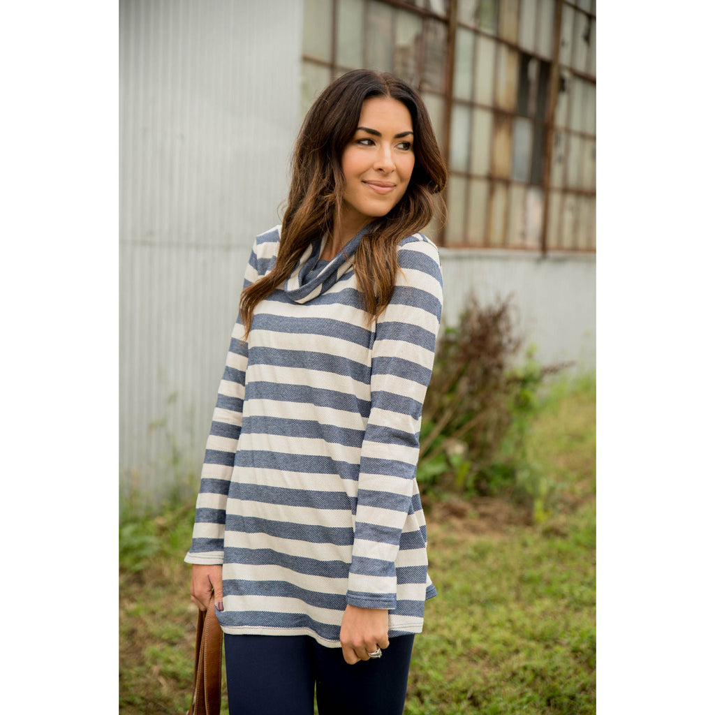 Striped Cowl Neck - Betsey's Boutique Shop