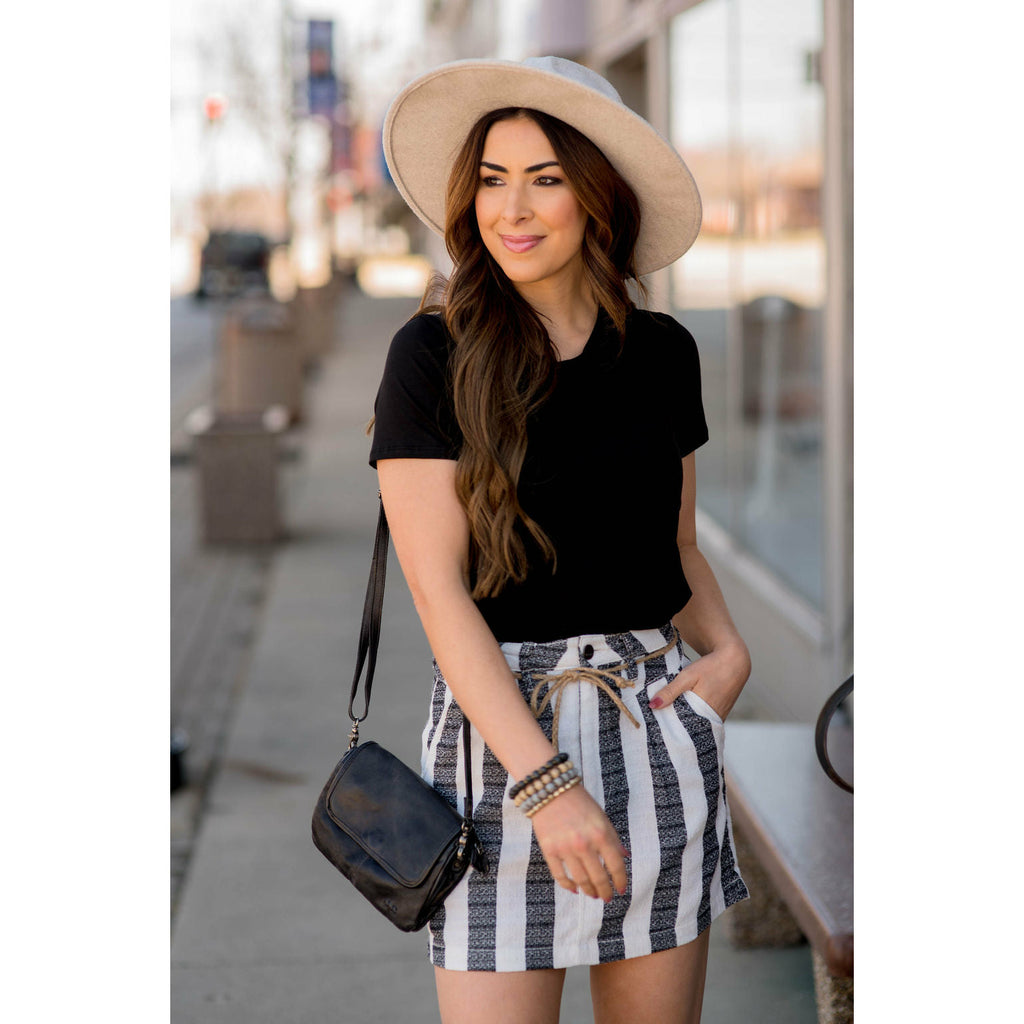 Heathered Striped Skirt - Betsey's Boutique Shop