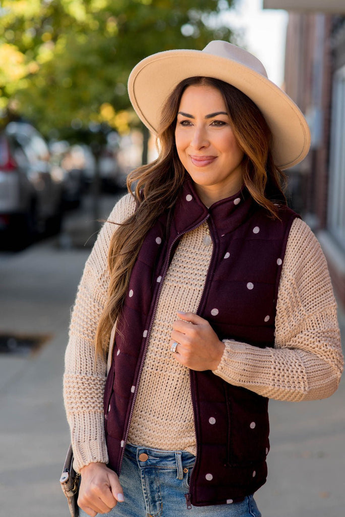 Polka Dot Puffer Vest - Betsey's Boutique Shop