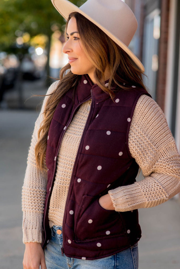 Polka Dot Puffer Vest - Betsey's Boutique Shop