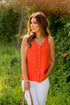 Button Accented V Tank