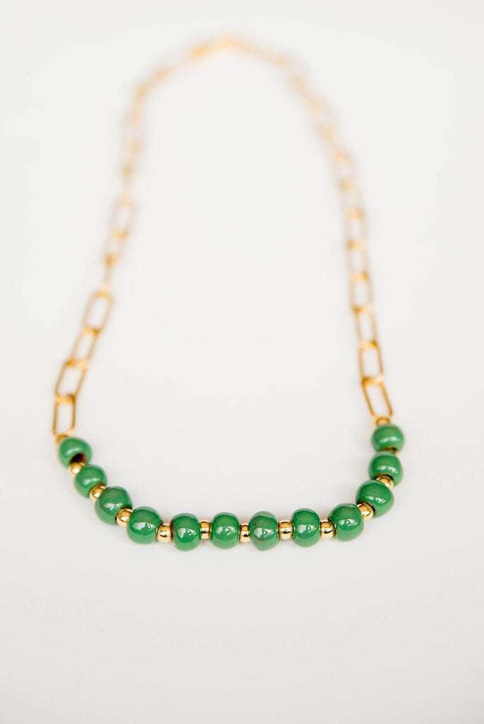 Bel Koz Gold Single Strand Clay Necklace - Betsey's Boutique Shop -