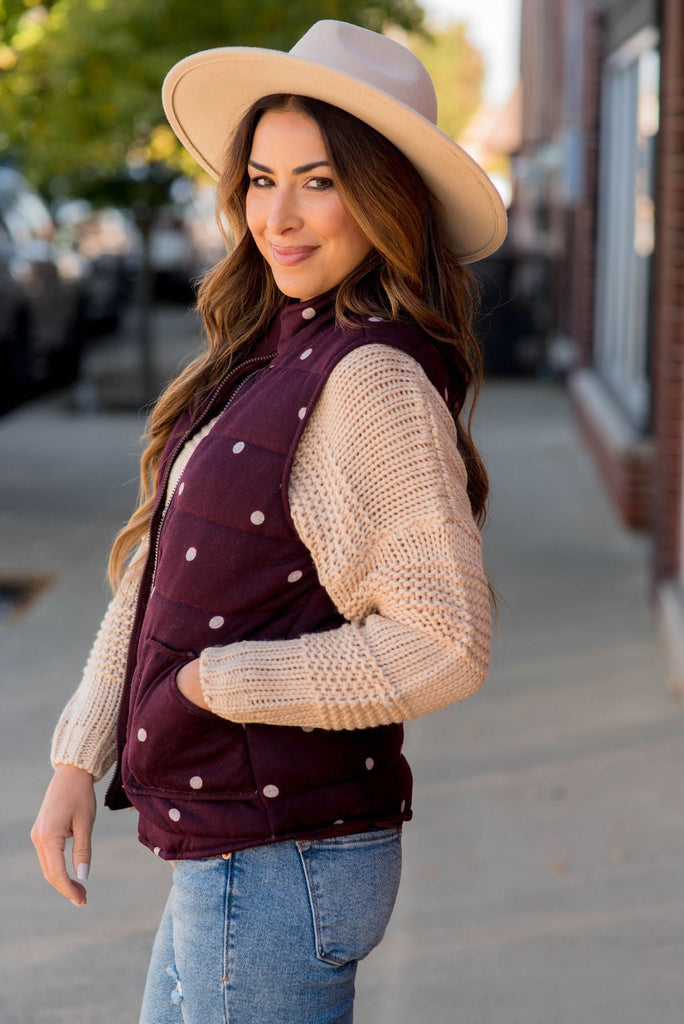 Polka Dot Puffer Vest - Betsey's Boutique Shop