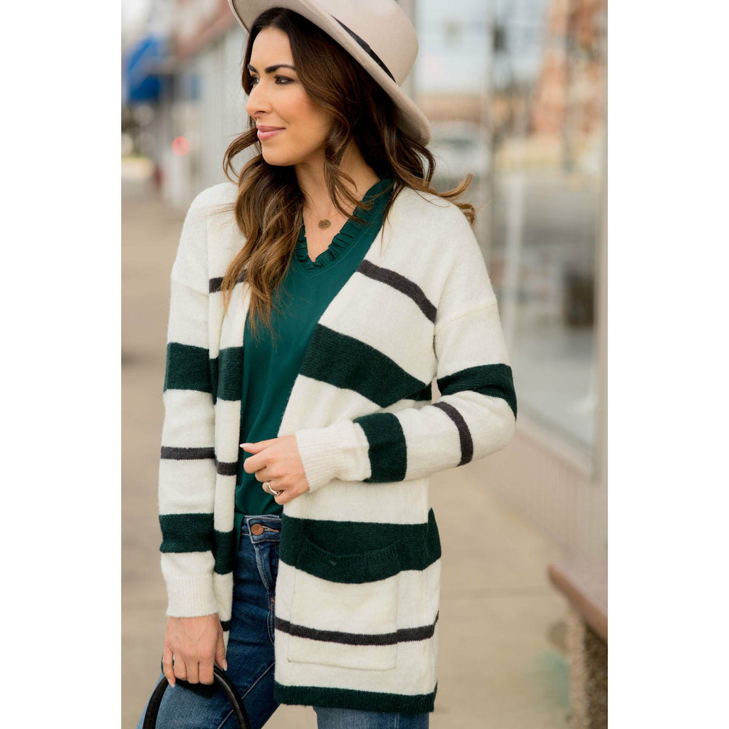 Multi Size Stripe Cardigan - Betsey's Boutique Shop - Coats & Jackets