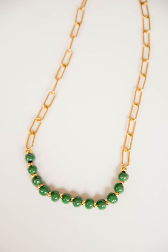 Bel Koz Gold Single Strand Clay Necklace - Betsey's Boutique Shop -