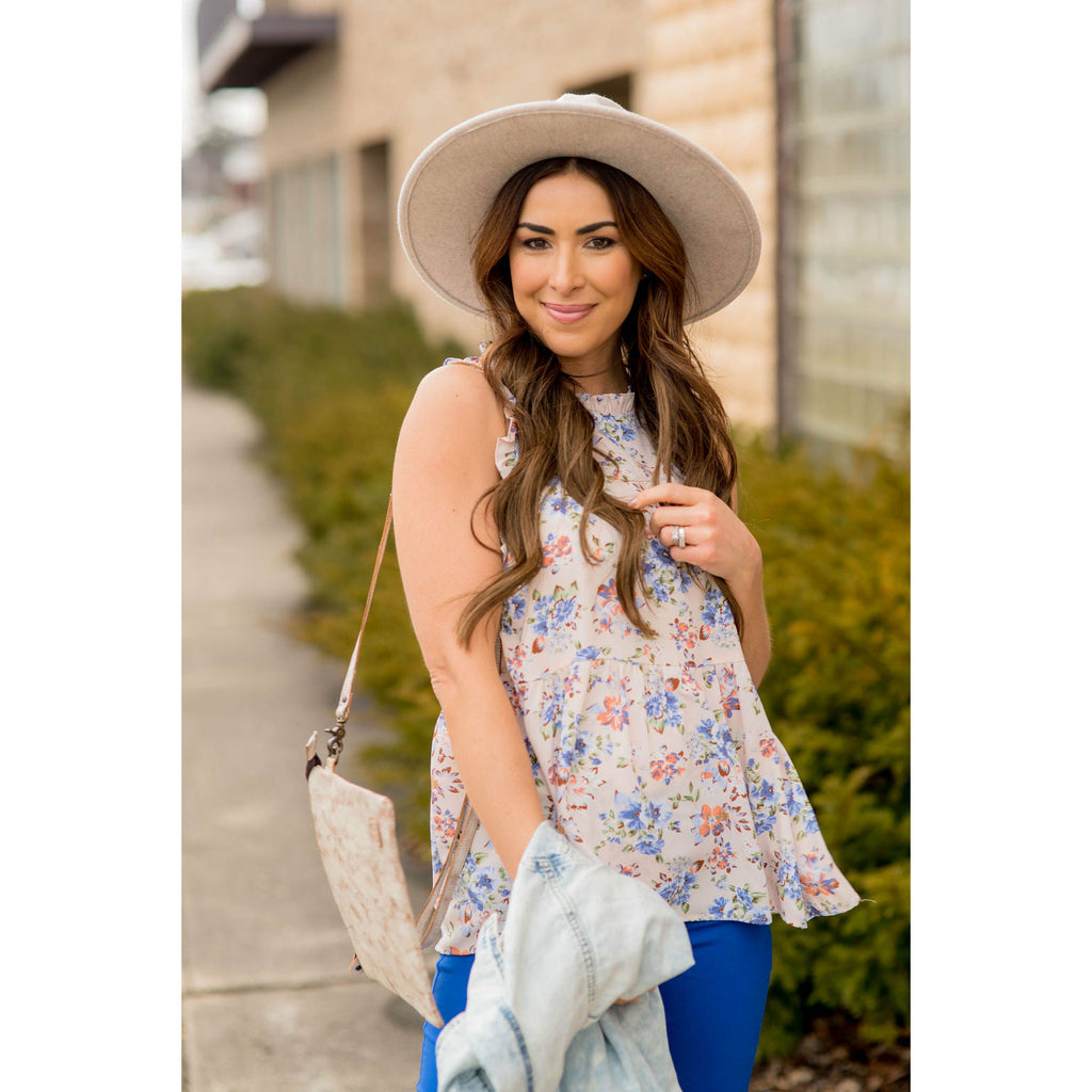 Ruffle Floral Peplum Tank - Betsey's Boutique Shop