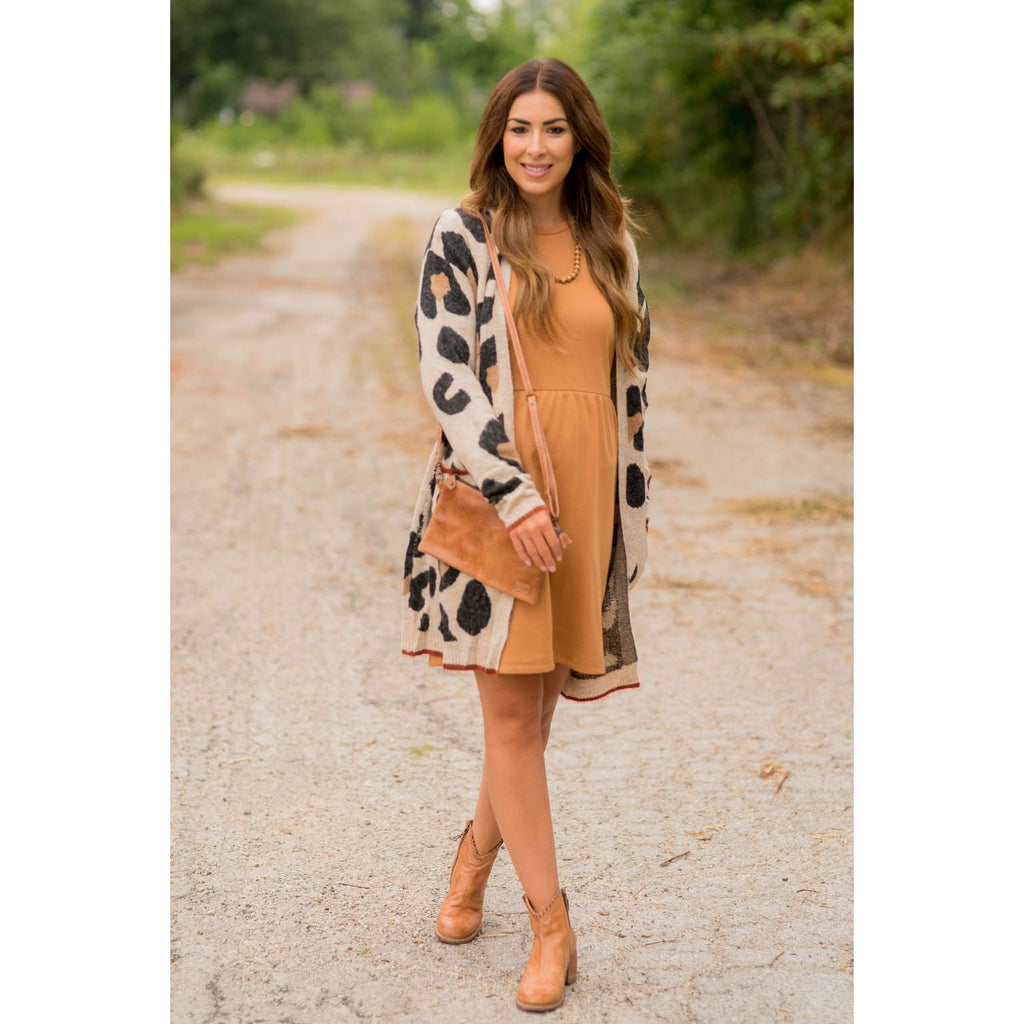 Cognac Trim Leopard Tunic Cardigan - Betsey's Boutique Shop