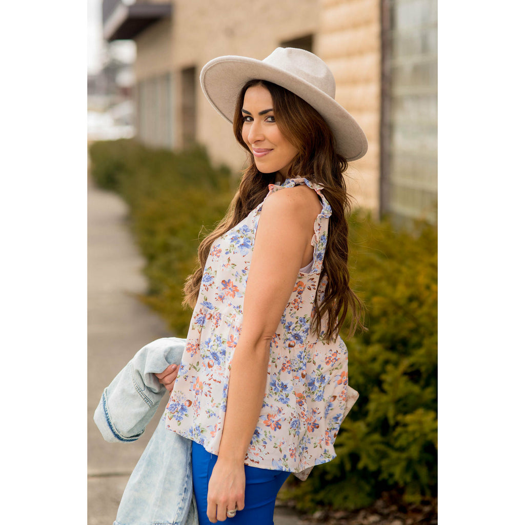 Ruffle Floral Peplum Tank - Betsey's Boutique Shop