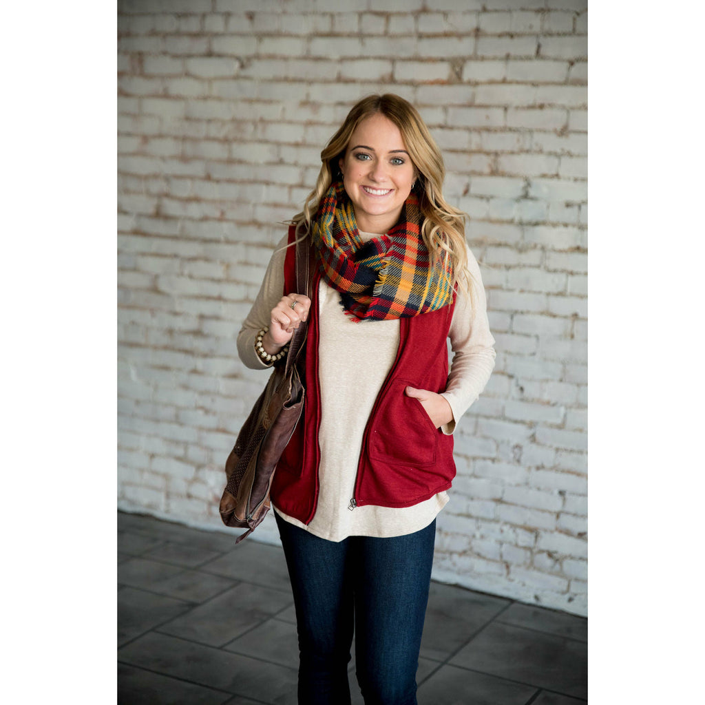 Navy/Red/Mustard Infinity Scarf - Betsey's Boutique Shop