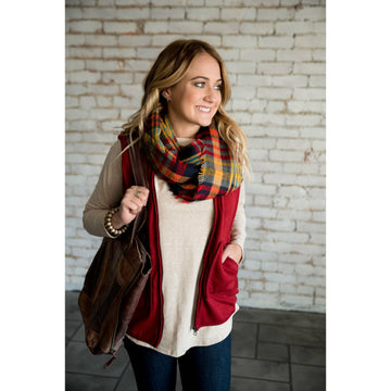 Navy/Red/Mustard Infinity Scarf - Betsey's Boutique Shop