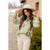 Smocked Neck Floral Long Sleeve Blouse