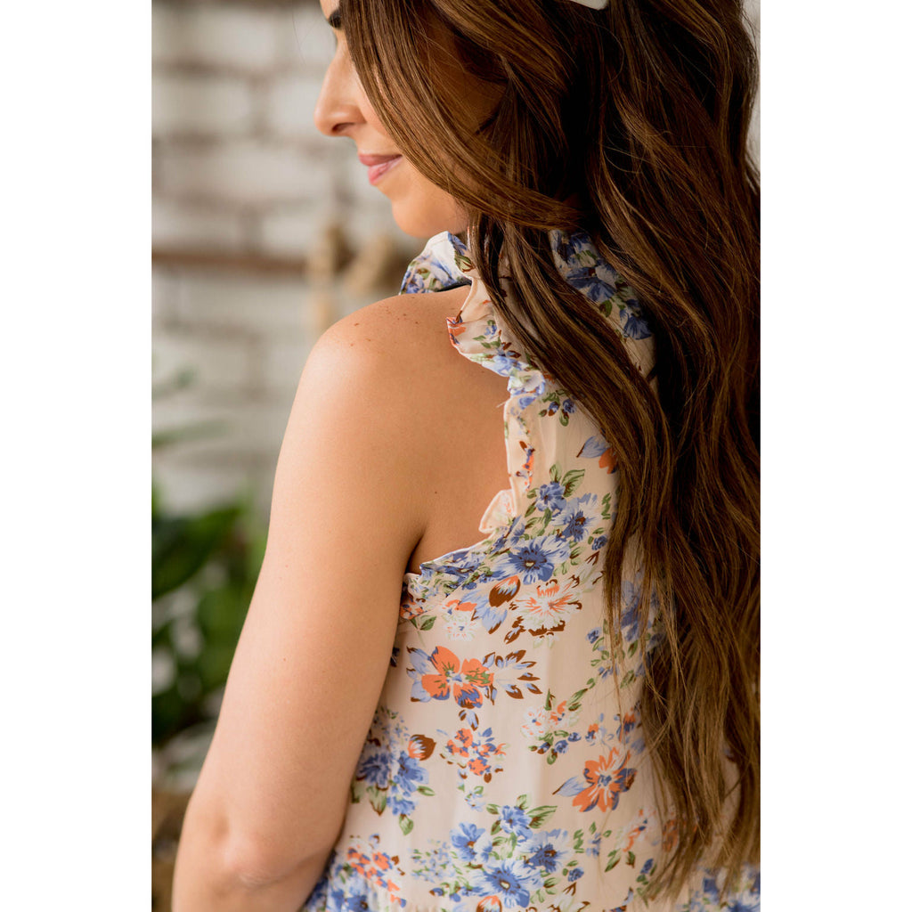 Ruffle Floral Peplum Tank - Betsey's Boutique Shop