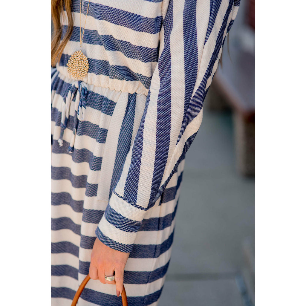 Mixed Striped Long Sleeve Dress - Betsey's Boutique Shop