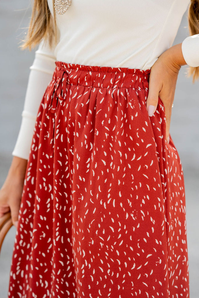 Speckled Ruffle Bottom Midi Skirt - Betsey's Boutique Shop -