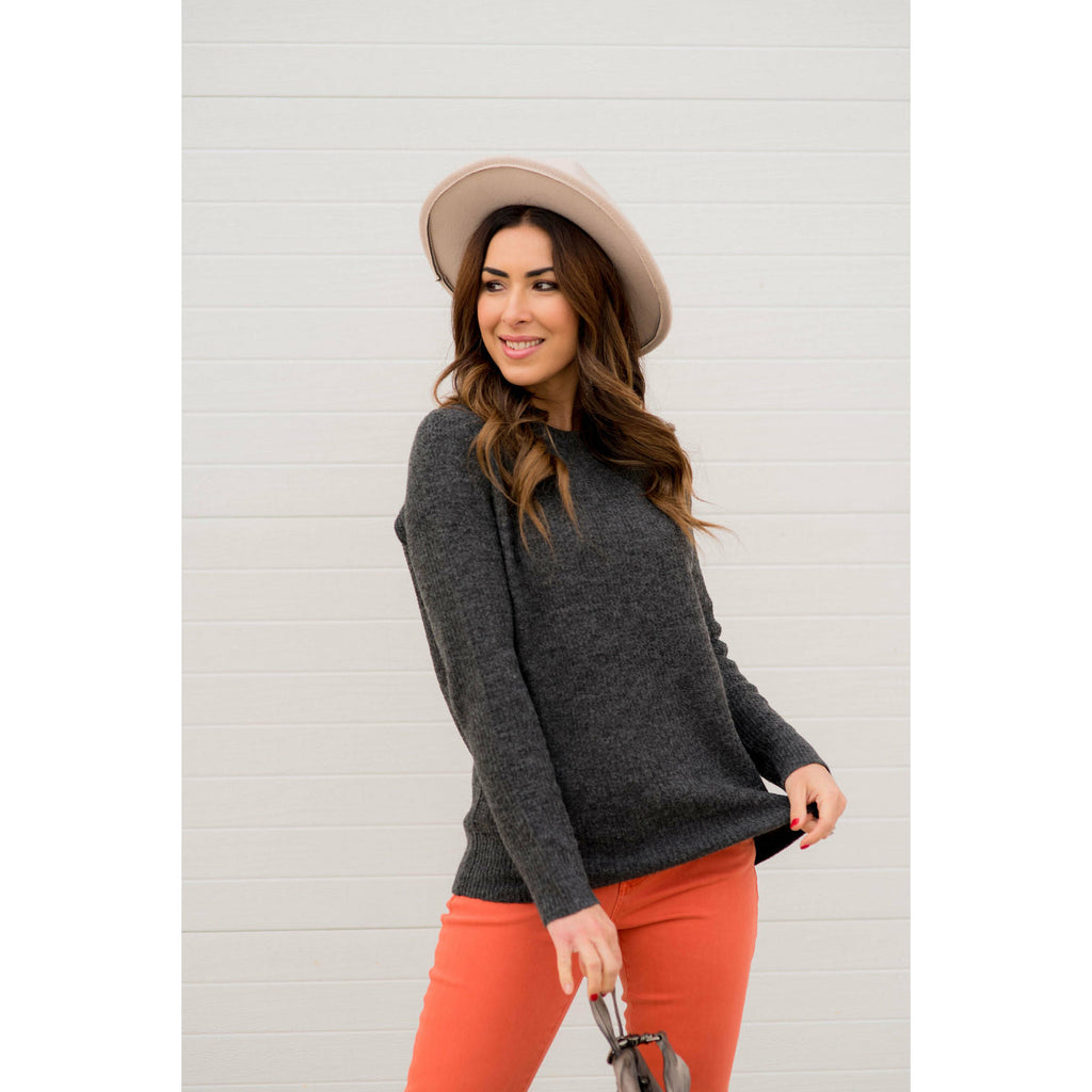 Basic Ribbed Knit Sweater - Betsey's Boutique Shop - Outerwear