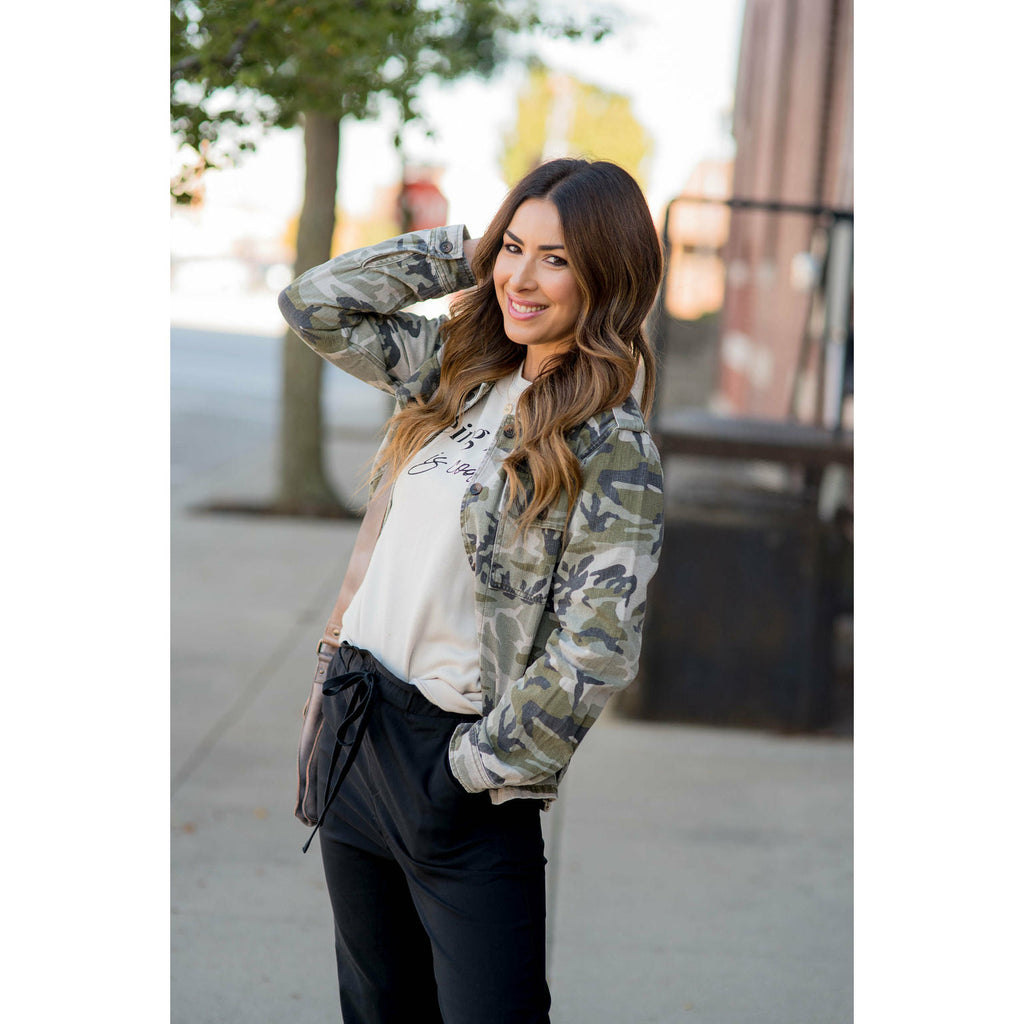 Camo Denim Jacket - Betsey's Boutique Shop