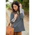 Mixed Striped Button Sleeve Hoodie