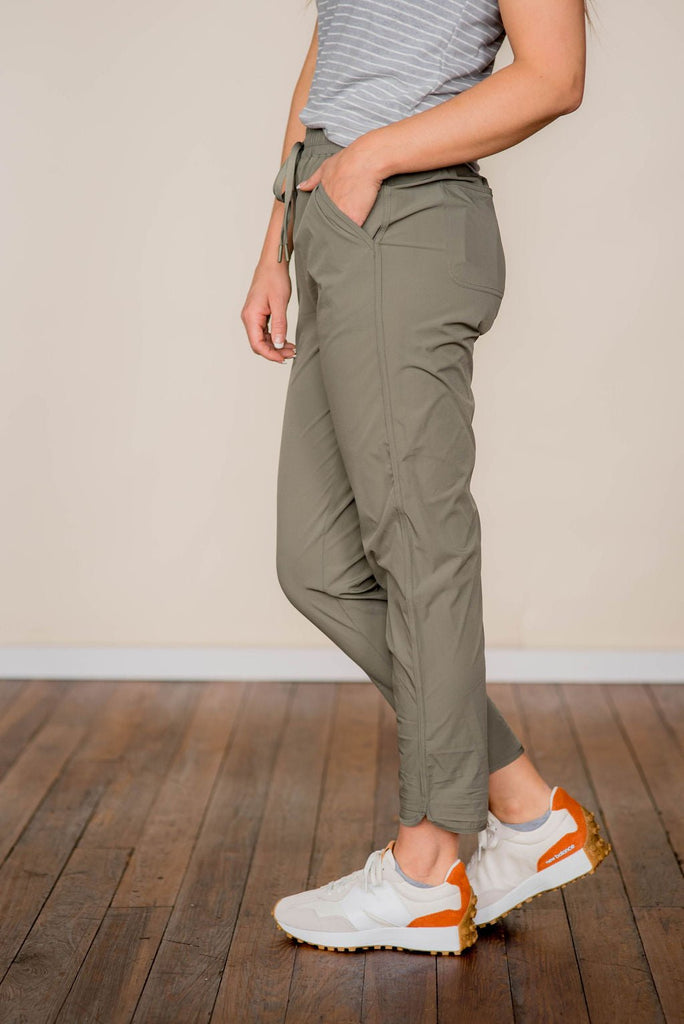 Drawstring Pocket Slit Pants - Betsey's Boutique Shop