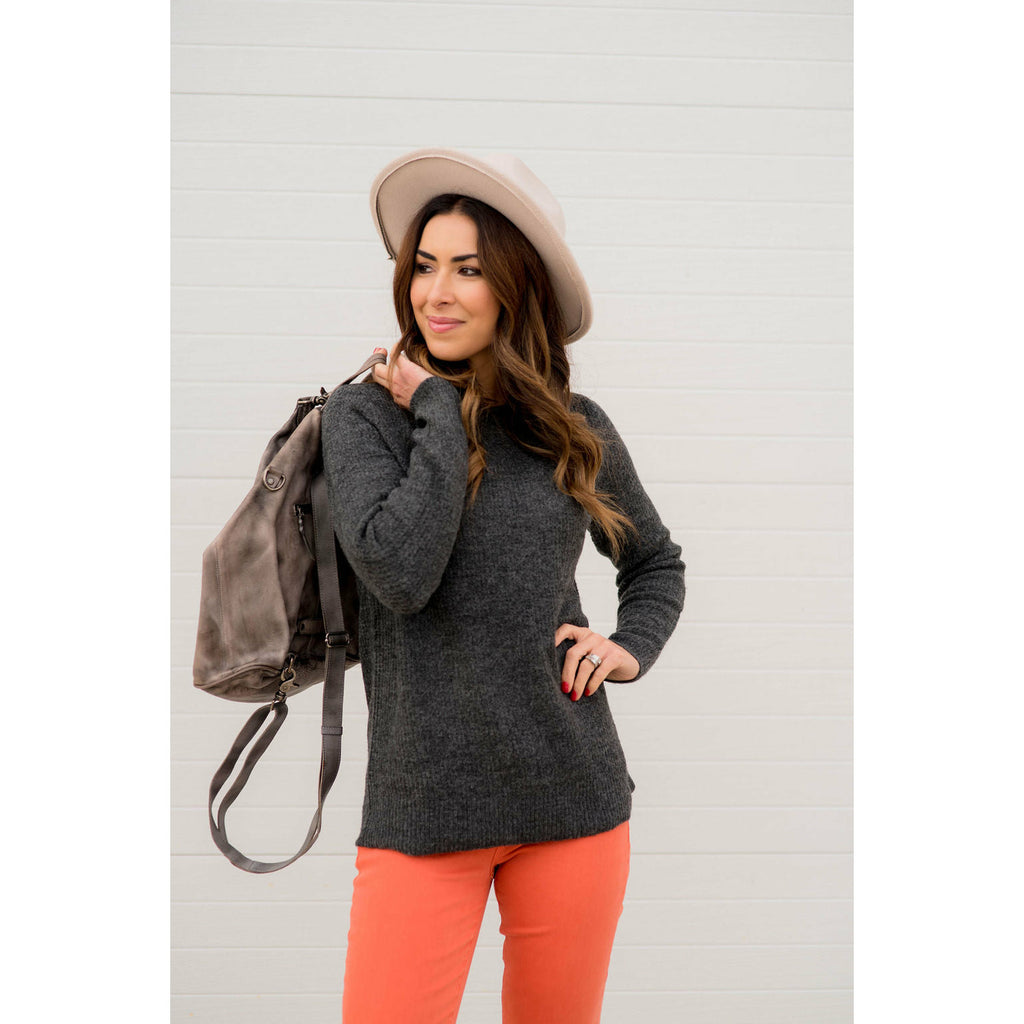 Basic Ribbed Knit Sweater - Betsey's Boutique Shop - Outerwear