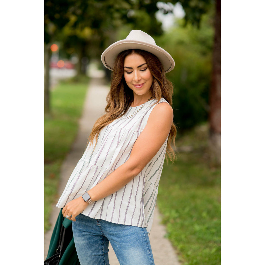 Vertical Striped Triple Tiered Tank - Betsey's Boutique Shop