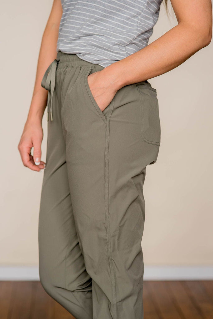 Drawstring Pocket Slit Pants - Betsey's Boutique Shop