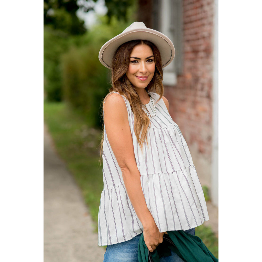 Vertical Striped Triple Tiered Tank - Betsey's Boutique Shop