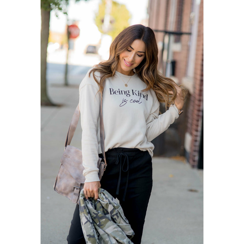 Being Kind Is Cool Graphic Sweatshirt - Betsey's Boutique Shop