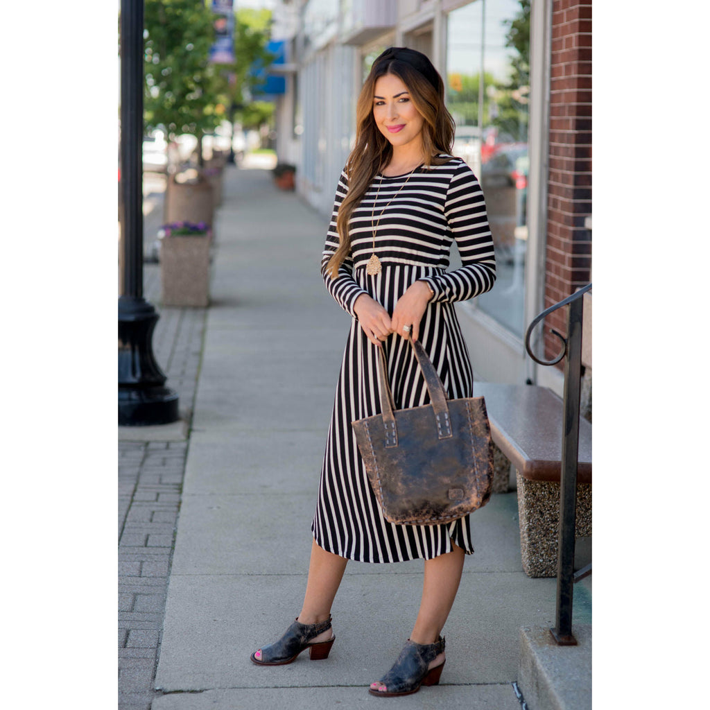 Long Sleeve Striped Midi - Betsey's Boutique Shop