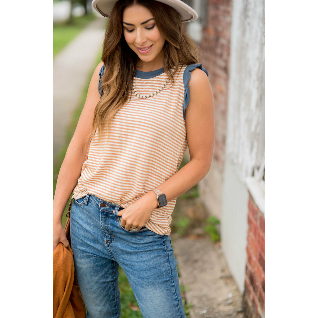 Cute & Sassy Striped Ruffle Tank - Betsey's Boutique Shop