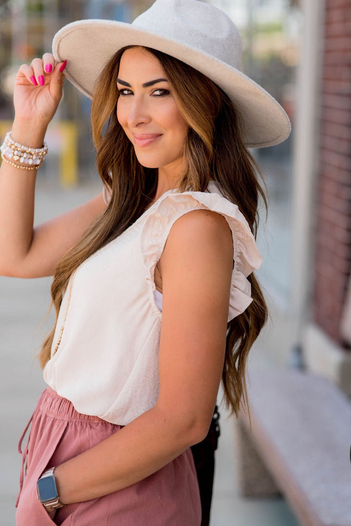 Flutter Trim V-Neck Tank - Betsey's Boutique Shop