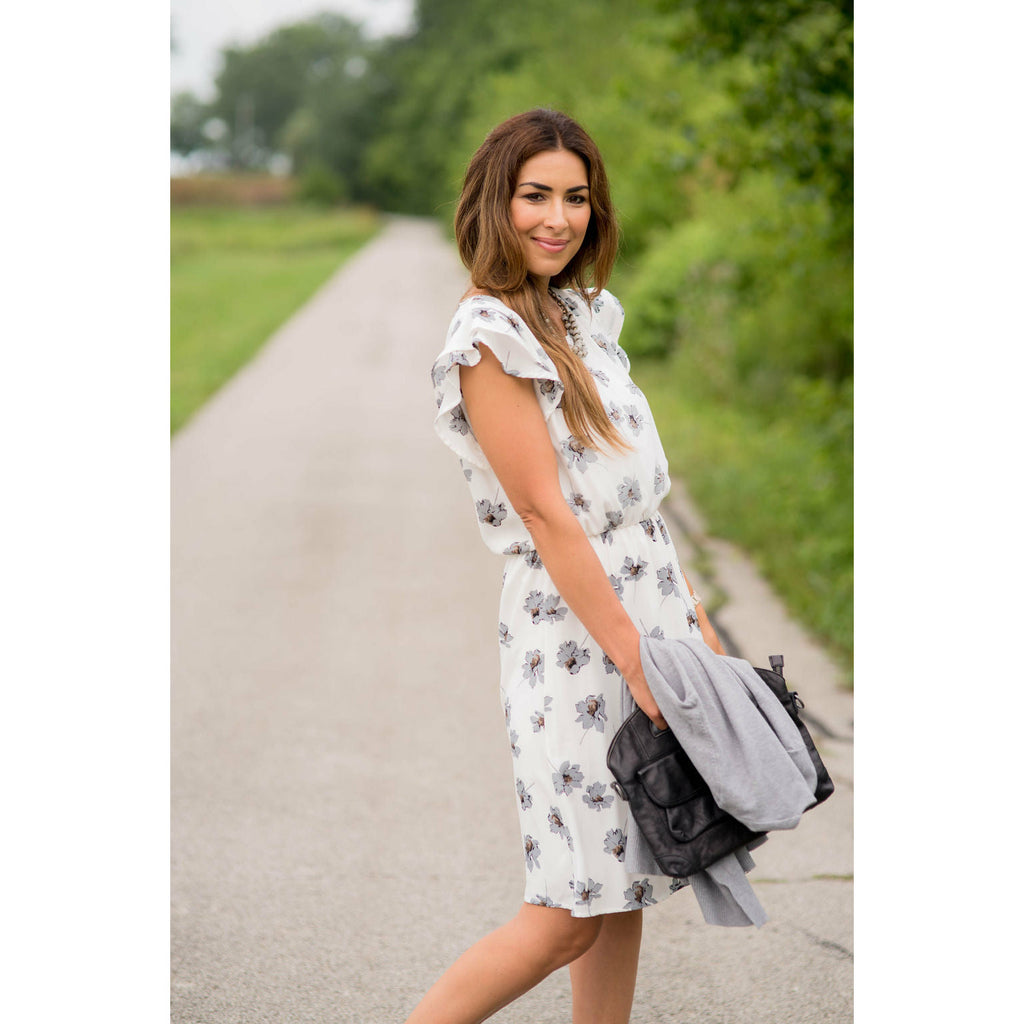 Ruffle Sleeve Floral Dress - Betsey's Boutique Shop