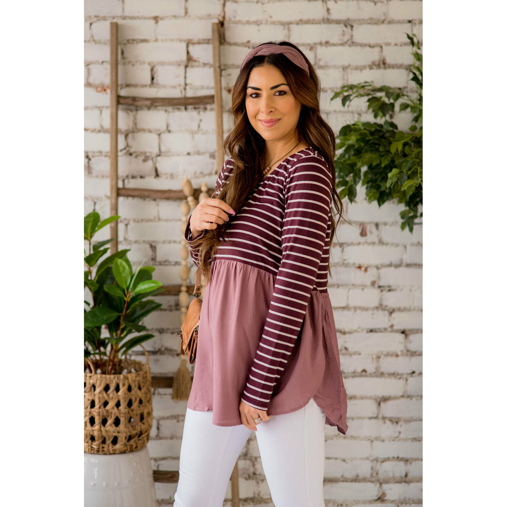 Striped Top Peplum Blouse - Betsey's Boutique Shop