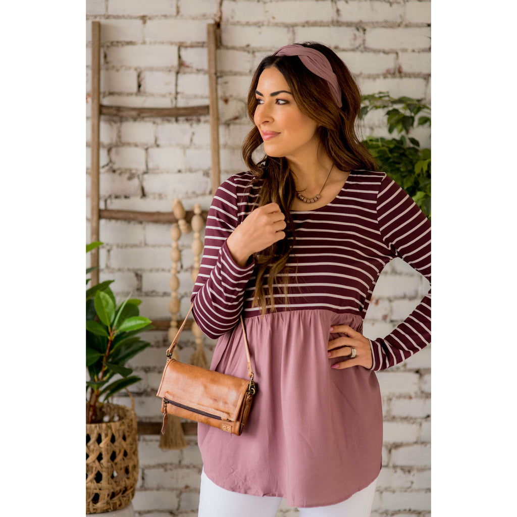 Striped Top Peplum Blouse - Betsey's Boutique Shop