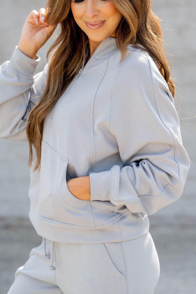 Relaxed Half Zip Hoodie - Betsey's Boutique Shop -