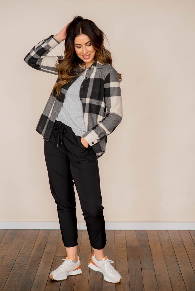 Festive Plaid Plush Button Up - Betsey's Boutique Shop -