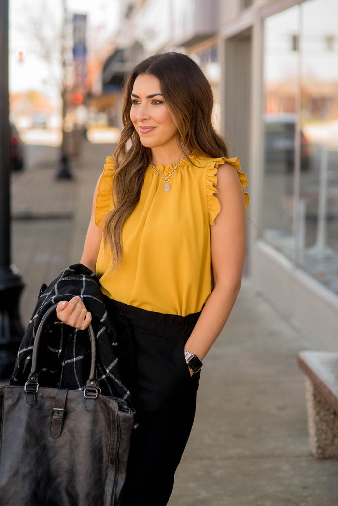 Dressy Ruffle Cinch Tank Blouse - Betsey's Boutique Shop