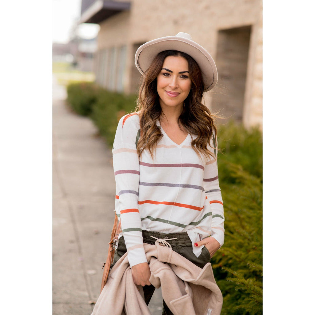 Multi Color Stripes Sweatshirt - Betsey's Boutique Shop