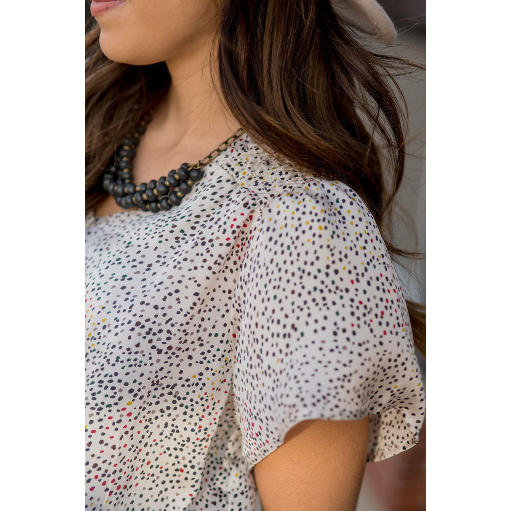 Burst of Color Dotted Tee - Betsey's Boutique Shop