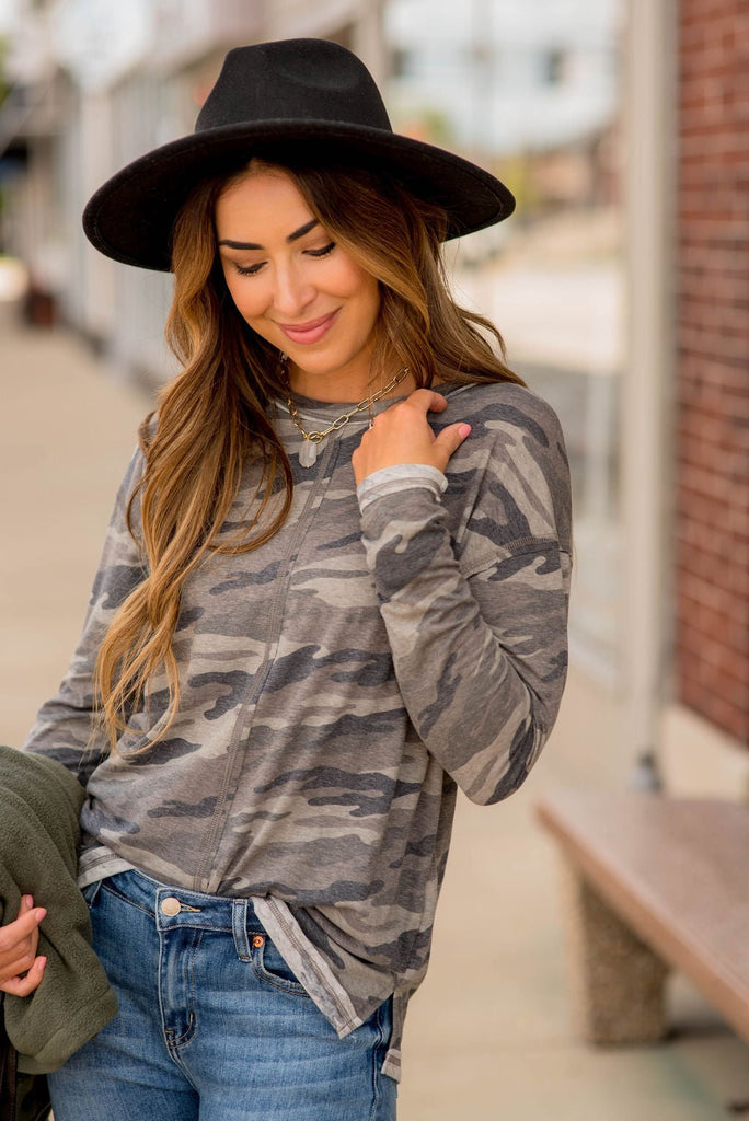 Mid Band Camo Long Sleeve Tee - Betsey's Boutique Shop