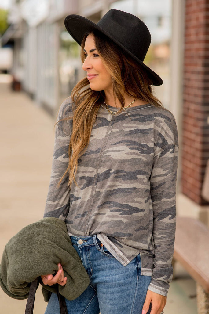 Mid Band Camo Long Sleeve Tee - Betsey's Boutique Shop