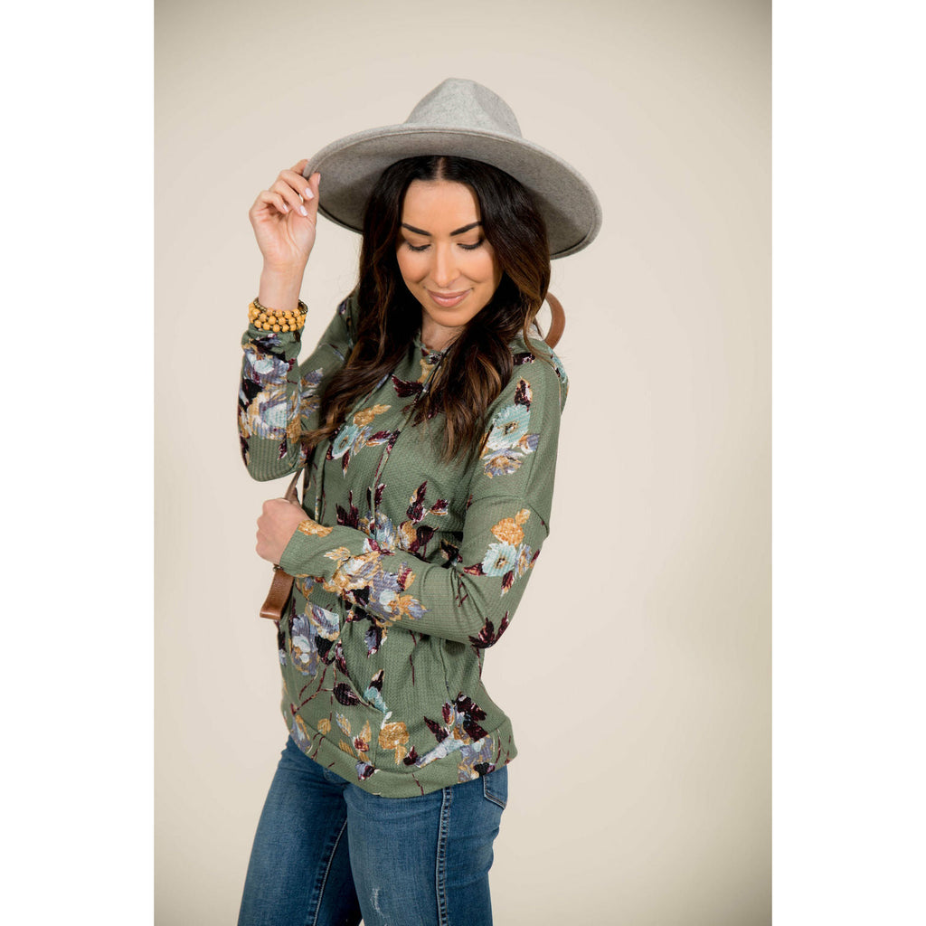 Floral Thermal Hoodie - Betsey's Boutique Shop