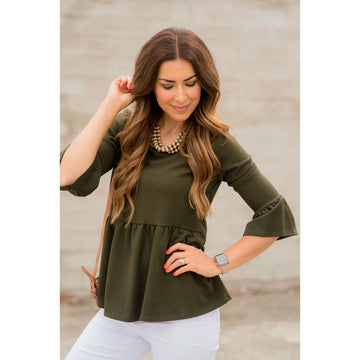 Peplum Flutter Blouse - Betsey's Boutique Shop