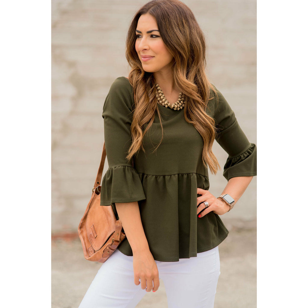 Peplum Flutter Blouse - Betsey's Boutique Shop