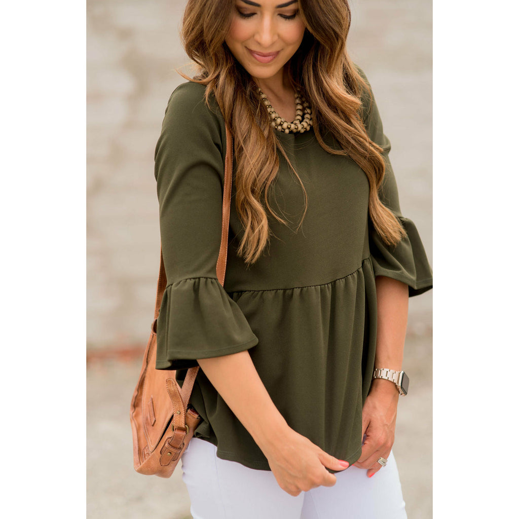 Peplum Flutter Blouse - Betsey's Boutique Shop