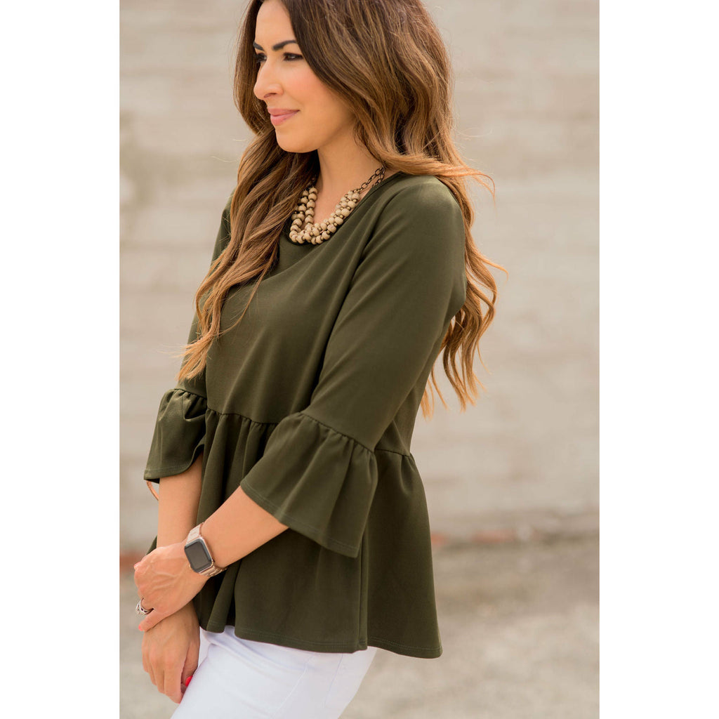 Peplum Flutter Blouse - Betsey's Boutique Shop