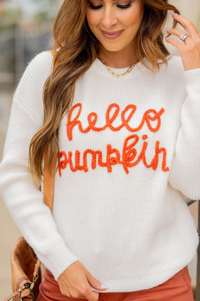 Hello Pumpkin Stitched Sweater - Betsey's Boutique Shop -