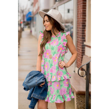 Large Floral Print Ruffle Dress - Betsey's Boutique Shop