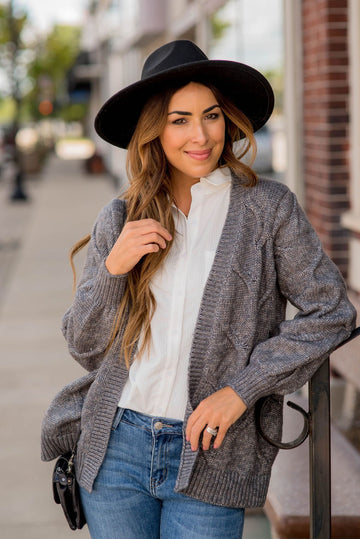 Subtle Raised Patterned Cardigan - Betsey's Boutique Shop