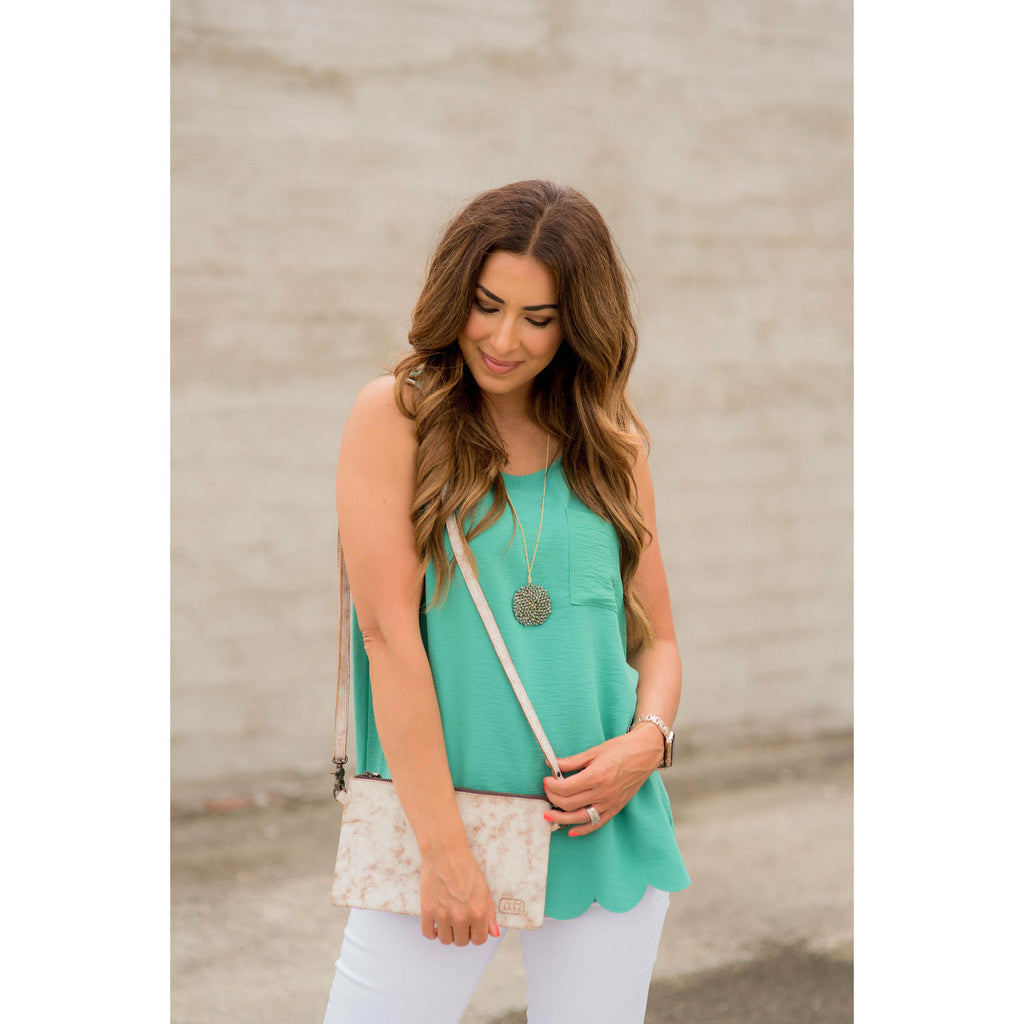 Scalloped Bottom Pocket Tank - Betsey's Boutique Shop